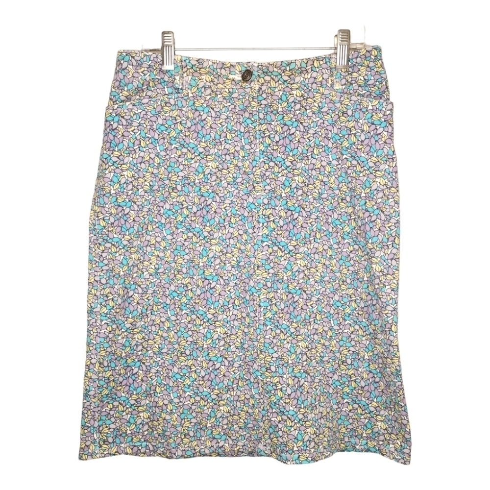 💙3/$25💙 Vintage Penmans Missy M Purple /Blue Leaf Cotton Knee Length Skirt